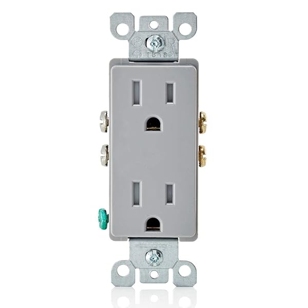 Leviton Leviton T5325 15 Amp Decora Tamper-Resistant Duplex Outlet - Gray | Safe & Stylish Electrical Solution