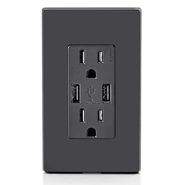 Leviton T5632-E USB In-Wall Charger & 15A Outlet - Fast Charging for Smartphones, Tamper-Resistant, Black - Image 4
