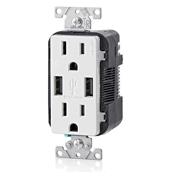 Leviton T5632-W 15A USB Charger Duplex Receptacle - Tamper Resistant, White - Image 4
