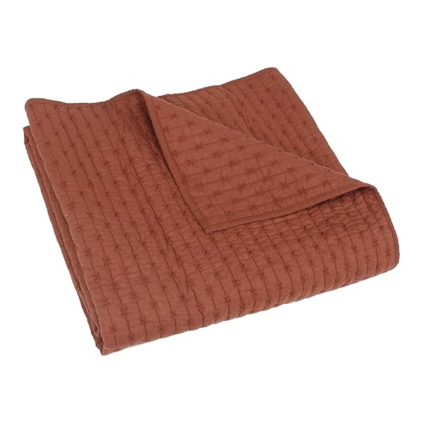 Levtex Home Cross Stitch Adobe Quilted Throw 50x60in Reversible Cotton Fabric Perfect for Cozy Home Decor