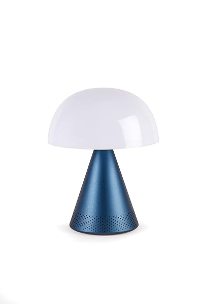 Lexon Mina L Audio 2 in 1 Mushroom Table Lamp and Bluetooth Speaker with 9 LED Color Mood Light for Bedroom and Living Room Dark Blue - Image 2