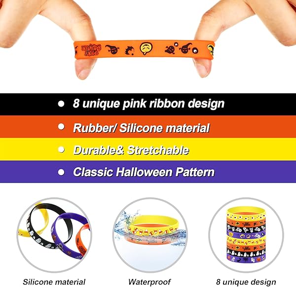 Libima 96 Pcs Halloween Rubber Bracelets Bulk Party Favors Silicone Wristbands for Trick or Treat Goodie Bags and Party Decorations - Image 5
