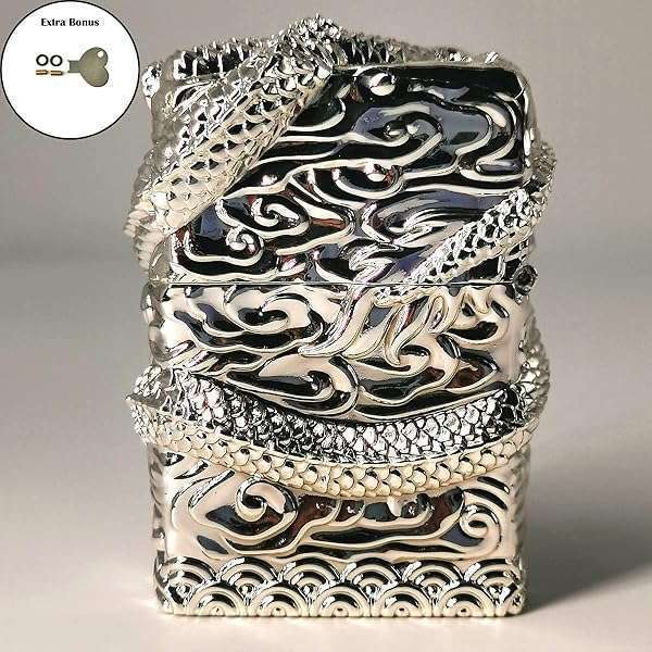 Vintage Dragon Carving Trench Lighter - Reusable Antique Kerosene Gift for Collectors & Decor - Image 4