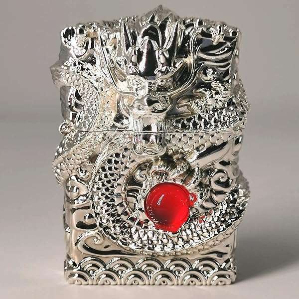 Vintage Dragon Carving Trench Lighter - Reusable Antique Kerosene Gift for Collectors & Decor - Image 2