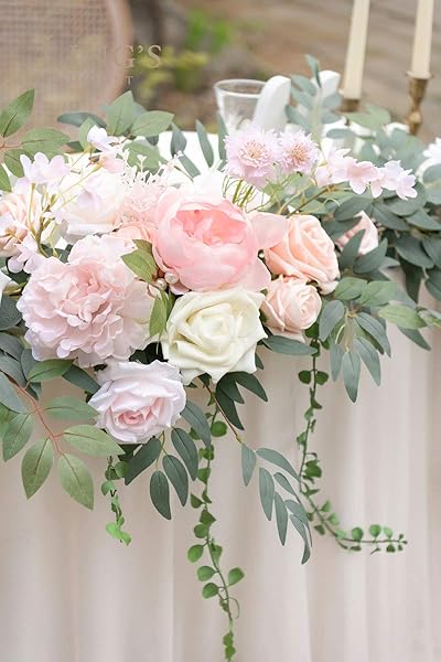 Ling's Moment 9FT Flower Garland for Wedding Arch Decorations Eucalyptus Rose Artificial Floral Decor for Sweetheart Table Ceremony Reception - Image 3