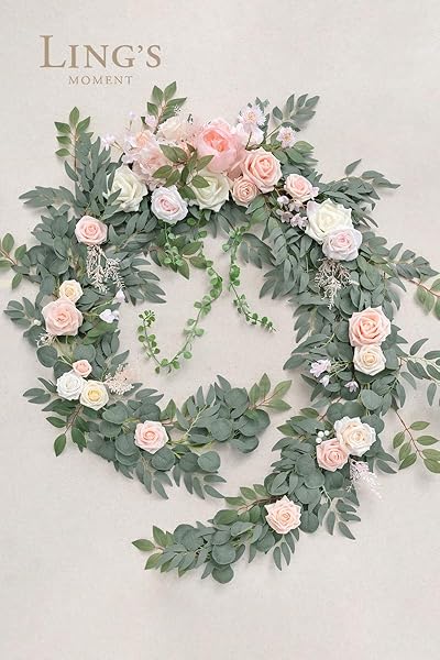 Ling's Moment 9FT Flower Garland for Wedding Arch Decorations Eucalyptus Rose Artificial Floral Decor for Sweetheart Table Ceremony Reception - Image 6