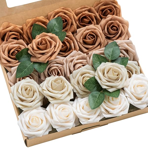 Ling's Moment Ling's moment Artificial Flowers, 25Pcs 3" Roses in Autumn Shades, Realistic DIY Foam Floral Decor for Wedding Bouquets Centerpieces, Outdoor Party