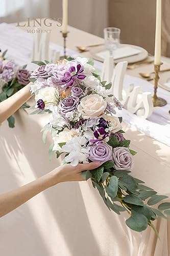 25Pcs Purple Roses - Realistic Artificial Flowers for Weddings, DIY Decor, Centerpieces & Garden | Ling's Moment - Image 5