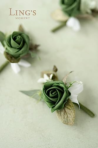 Ling's moment Artificial Flowers, 25Pcs 3" Roses in Sage Shades, Realistic DIY Foam Floral Decor for Wedding Bouquets Centerpieces, Outdoor Party - Image 4