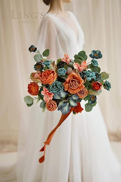 Ling's moment Artificial Flowers, 25Pcs 3" Roses in Teal Shades, Realistic DIY Foam Floral Decor for Wedding Bouquets Centerpieces, Outdoor Party - Image 5