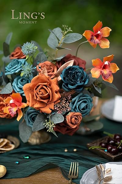 Ling's moment Artificial Flowers, 25Pcs 3" Roses in Teal Shades, Realistic DIY Foam Floral Decor for Wedding Bouquets Centerpieces, Outdoor Party - Image 6
