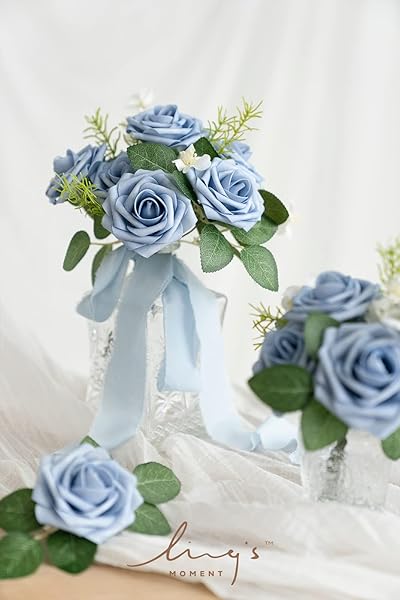 Ling's moment Artificial Flowers 25Pcs Provence Roses Decor w Stems,3" Real Touch DIY Foam Floral for Wedding Bouquet Centerpieces, Outdoors Party - Image 2