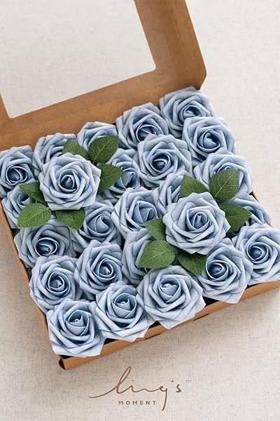 Ling's moment Artificial Flowers 25Pcs Provence Roses Decor w Stems,3" Real Touch DIY Foam Floral for Wedding Bouquet Centerpieces, Outdoors Party - Image 9