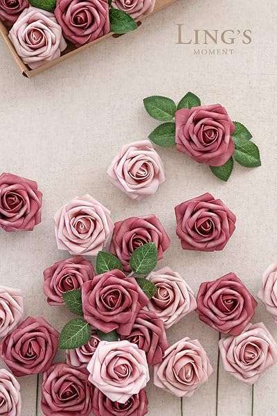 25Pcs Rosy Blush Artificial Flowers - Real Touch Foam Roses for Wedding Bouquets, Centerpieces & Home Decor - Image 4
