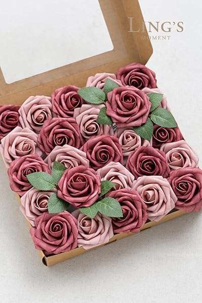 25Pcs Rosy Blush Artificial Flowers - Real Touch Foam Roses for Wedding Bouquets, Centerpieces & Home Decor - Image 8