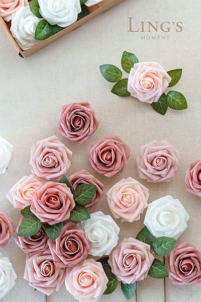 Ling's Moment 50Pcs Dusty Rose Artificial Foam Roses Realistic Floral Decor for Weddings Centerpieces Outdoor Parties and Home Decorations - Image 8