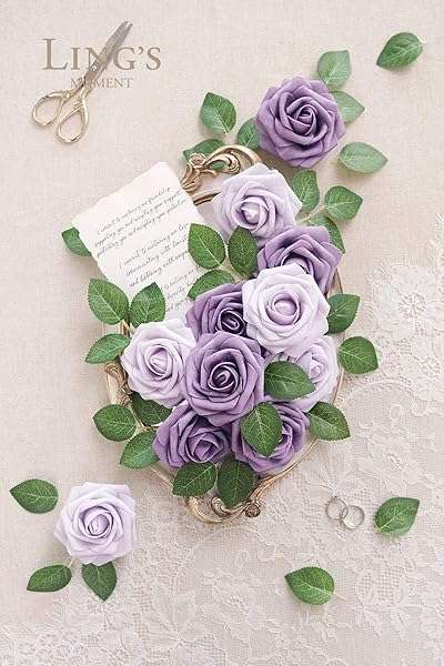 50Pcs Dusty Purple Roses - Real Touch Foam Flowers for Wedding Bouquets, Centerpieces & Party Decor - Image 5