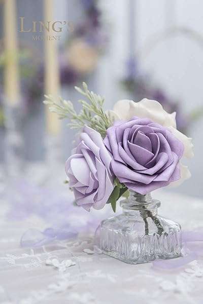50Pcs Dusty Purple Roses - Real Touch Foam Flowers for Wedding Bouquets, Centerpieces & Party Decor - Image 6