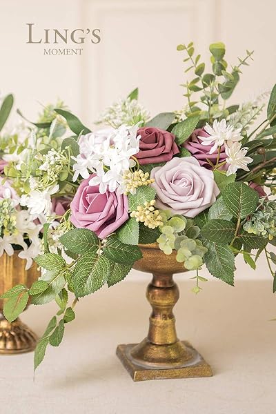 Ling's Moment 50Pcs Mauve Roses Artificial Flowers Real Touch Foam for Wedding Bouquets Centerpieces and Home Decor - Image 2