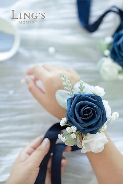 Ling's Moment 50Pcs Navy Blue Artificial Roses Real Touch Foam Flowers for Wedding Decor Centerpieces and Party Backdrop - Image 5