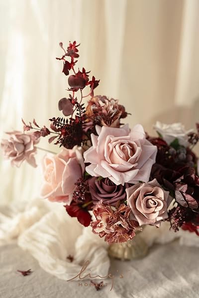 Ling's moment Artificial Flowers Combo Box Set, Dusty Rose and Lana Mauve for DIY Wedding Bouquet, Centerpieces Decor, Floral Arrangement Decor - Image 2