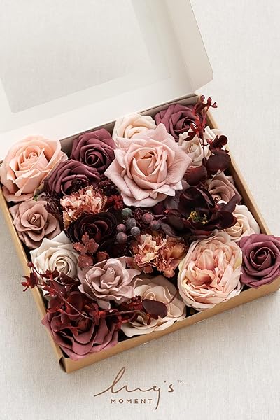 Ling's moment Artificial Flowers Combo Box Set, Dusty Rose and Lana Mauve for DIY Wedding Bouquet, Centerpieces Decor, Floral Arrangement Decor - Image 4