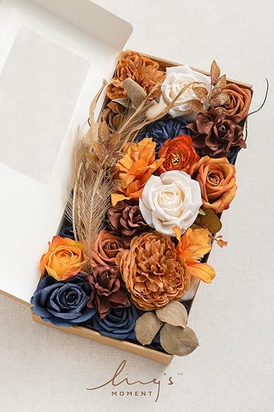 Ling's moment Fake Flowers Box, Faux Artificial Greenery Stems Foam Roses Gardenia Peony Silk Eucalyptus Pampas Fabic Flower for Centerpieces Bouquet - Image 6