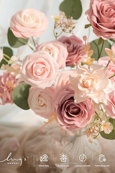 Ling's Moment Vintage Blush Artificial Flowers Combo for DIY Wedding Bouquets Centerpieces Party Baby Shower Home Decorations - Image 3