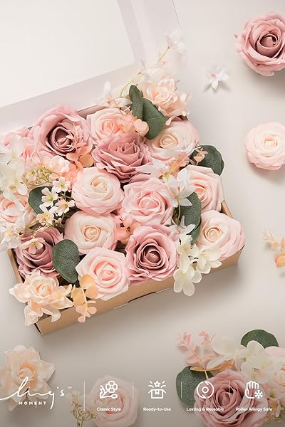 Ling's Moment Vintage Blush Artificial Flowers Combo for DIY Wedding Bouquets Centerpieces Party Baby Shower Home Decorations - Image 4