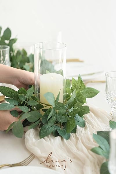 Ling's Moment Artificial Rose Leaf Greenery Garland - 6 Pack, Candle Vines, Faux Splicable 2.3ft Stems for Table Centerpieces, Lantern Rings, Hanging - Image 3