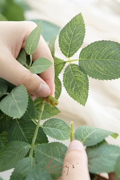 Ling's Moment Artificial Rose Leaf Greenery Garland - 6 Pack, Candle Vines, Faux Splicable 2.3ft Stems for Table Centerpieces, Lantern Rings, Hanging - Image 4