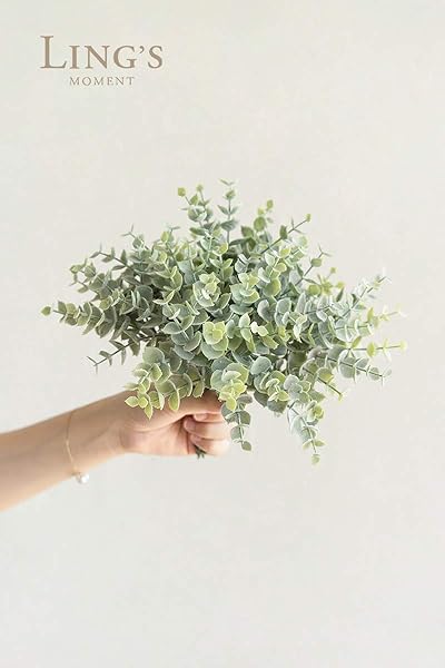 Ling's Moment Eucalyptus Leaves Branches 18Pcs 15 Inch Tall Fake Greenery Decor for Wedding Bouquets Table Centerpieces Room Office - Image 4