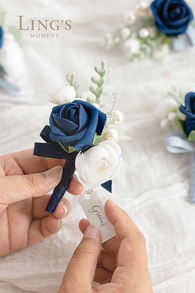 Ling's Moment Navy Blue Artificial Rose Buds and Petite Roses Pack of 24 for DIY Wedding Bouquets Centerpieces and Decorations - Image 5