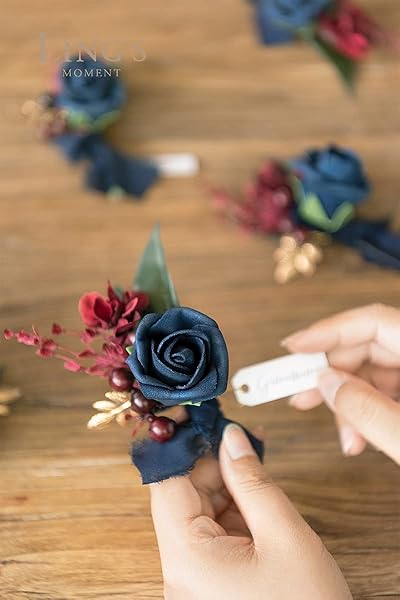 Ling's Moment Navy Blue Artificial Rose Buds and Petite Roses Pack of 24 for DIY Wedding Bouquets Centerpieces and Decorations - Image 6