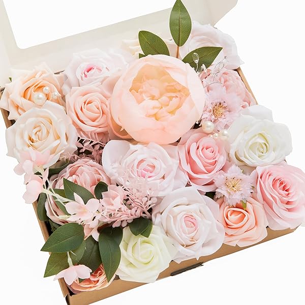 Ling's Moment Blush Silk Artificial Flowers Combo for Wedding Bouquets Centerpieces and Bridal Shower Decorations - Image 2