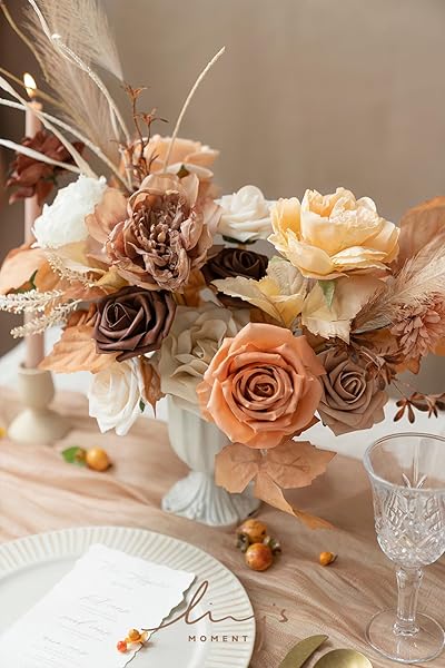 Ling's moment Fake Flowers Box, Faux Artificial Greenery Stems Foam Roses Gardenia Silk Peony Pampas Fabic Flower for Centerpieces Bouquet Wedding - Image 2