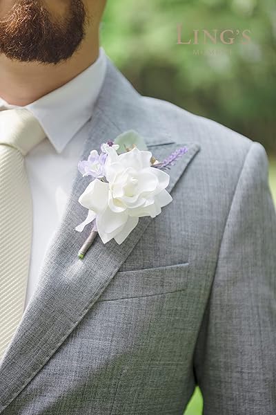 Ling's Moment Purple Lilac Lavender Boutonniere Set for Men 6pcs Artificial Flowers for Wedding Decor Prom Homecoming - Image 4