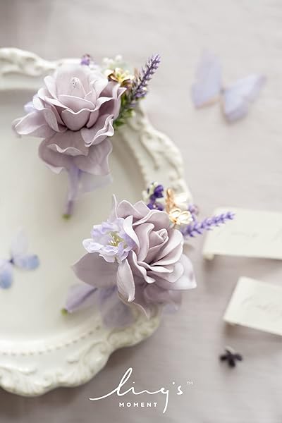 Ling's Moment Purple Lilac Lavender Boutonniere Set for Men 6pcs Artificial Flowers for Wedding Decor Prom Homecoming - Image 5