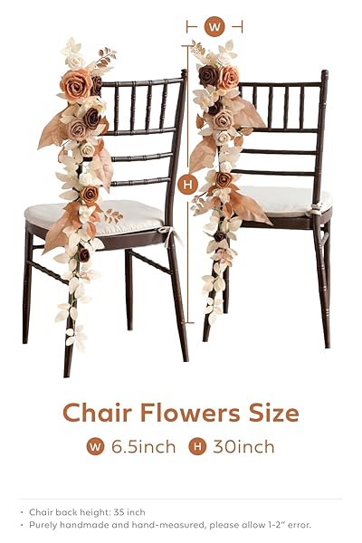 Ling's moment Fall 10pcs Wedding Chair Decorations Aisle Floral Swag Artificial Pew Flowers Hanging Garland Terracotta Rust and Sepia for Ceremony - Image 5