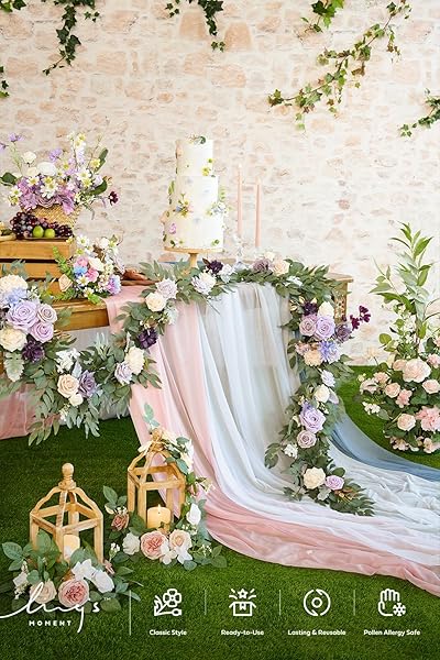Ling's Moment 6FT Eucalyptus and Rose Flower Garland for Wedding Reception and Holiday Decor - Image 3