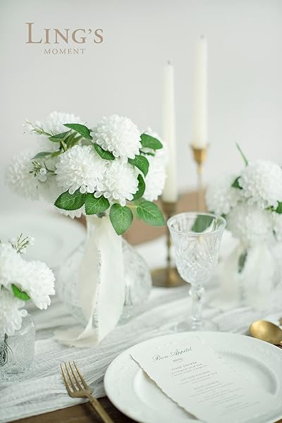 Ling's Moment White Dahlia Foam Artificial Flowers Real Touch 25pcs for Home Decor Weddings Baby Showers Party Favors Centerpieces - Image 2