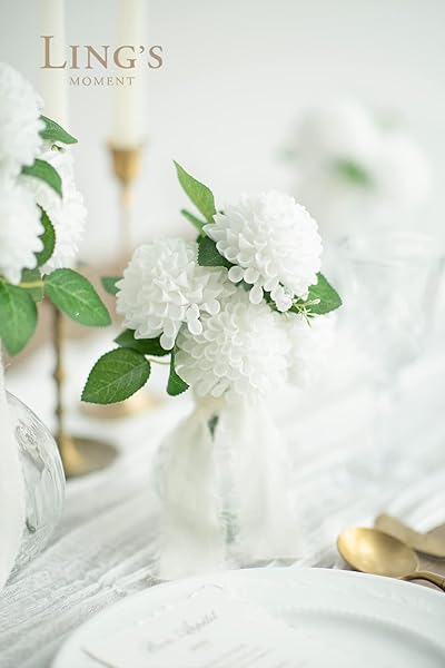 Ling's Moment White Dahlia Foam Artificial Flowers Real Touch 25pcs for Home Decor Weddings Baby Showers Party Favors Centerpieces - Image 3