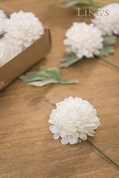 Ling's Moment White Dahlia Foam Artificial Flowers Real Touch 25pcs for Home Decor Weddings Baby Showers Party Favors Centerpieces - Image 4