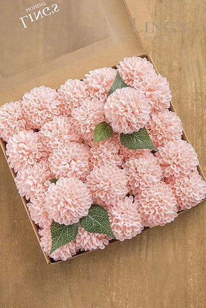Ling's Moment Blush Dahlia Foam Artificial Flowers Real Touch for Home Decor Wedding Gifts Party Favors 25pcs - Image 5