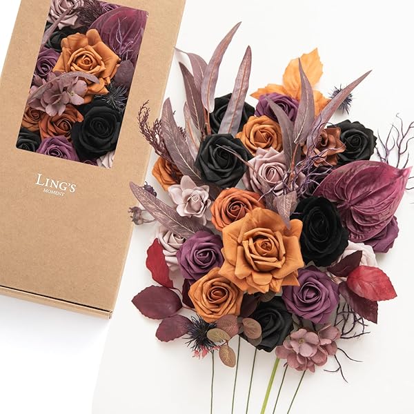 Ling's Moment Ling's moment Fake Flowers Box, Faux Artificial Greenery Stems Foam Roses Gardenia Anthurium Silk Willow Eucalyptus Fabic Flower for Centerpieces