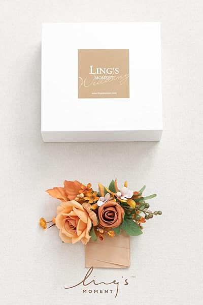 Ling's moment Pocket Boutonniere Single, Boutonniere for Men Groom for Wedding, Prom, Homecoming, Anniversary, Graduation, etc.Terracotta Orange - Image 7