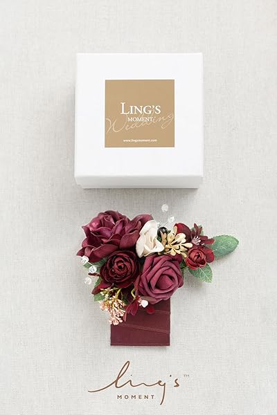 Ling's moment Pocket Boutonniere Single, Boutonniere for Men Groom for Wedding, Prom, Homecoming, Anniversary, Graduation, etc.Burgundy Marsala, 6" W - Image 5