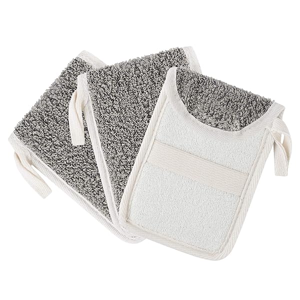 Linkidea 3 Pack Soap Saver Pouch Flax Exfoliating Soap Bag Body Scrubber for Bath Shower Hanging Rope Bags