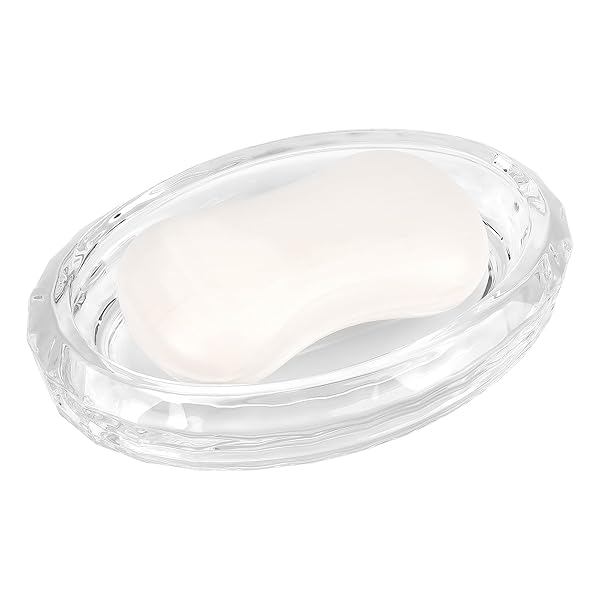 Linkidea Glass Soap Dish - Elegant Clear Soap Holder for Kitchen & Bath, Perfect for Showers & Sponge Storage