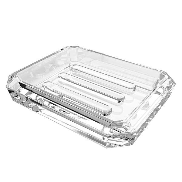 Linkidea Rectangle Glass Soap Dish - Stylish Soap Saver Tray for Bathroom & Shower